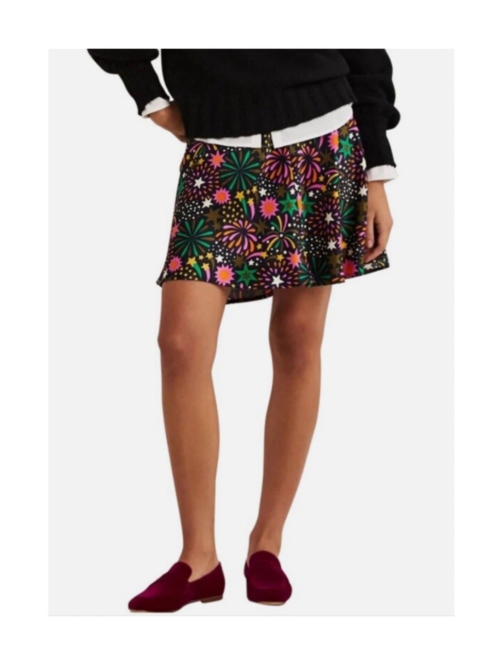 Boden Satin Bias Cut Fireworks Mini Skirt NWT Quirky NYE
